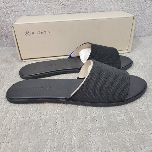 Rothy's The Slide Black Slip On Flats Sandals Women's Size US 5.5,7.5,8,10.5,11 - Picture 5 of 9